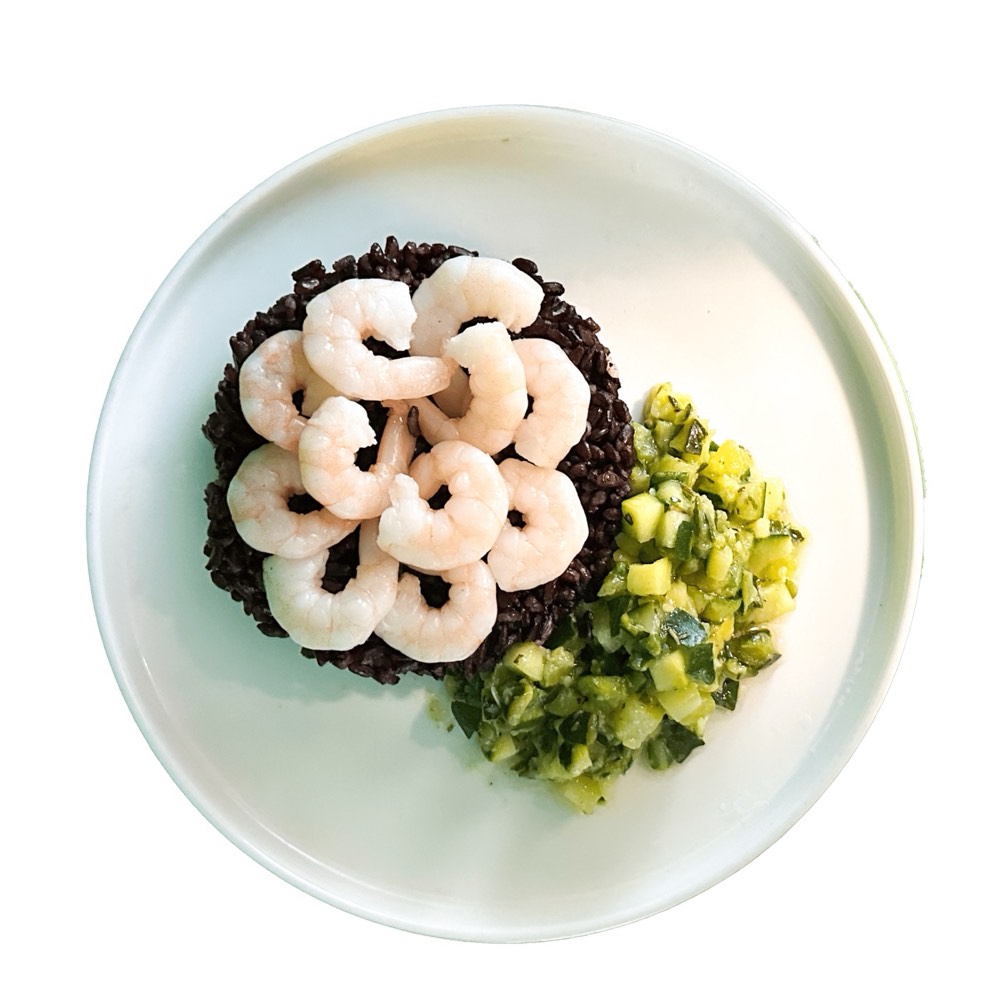 Riso Nero con Gamberi e Zucchine