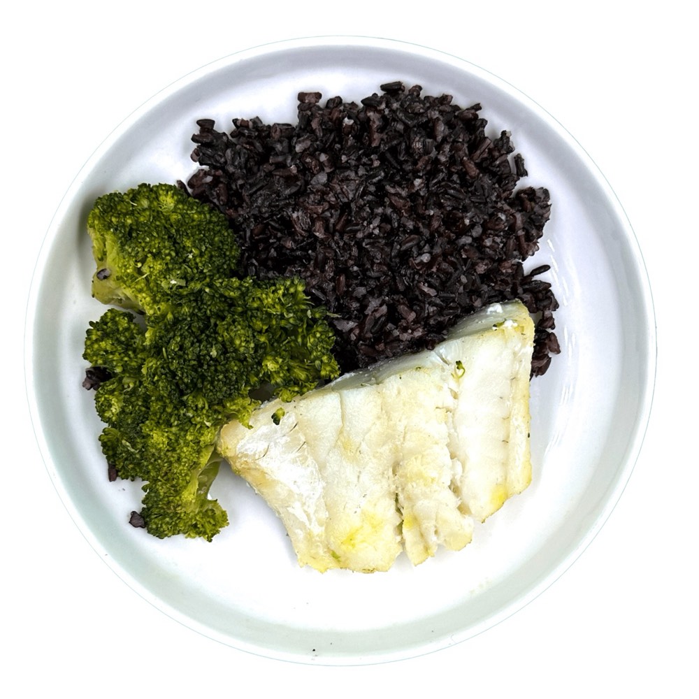 Riso Venere con Merluzzo e Broccoli